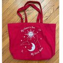 The Moon Astrology Leo Cancer Sun Red Cotton Canvas Tote Bag Photo 0