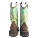 Justin Boots Justin Womens Western Cowboy Turquoise Brown Leather Boots Size 6.5 Photo 3