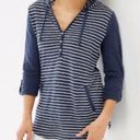 J. JILL Linen Cotton Hooded Tunic in Navy and White Stripe Women’s Size L Size L Photo 0