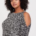 Torrid  Womens Sweater Sz 4 4X 26 Black White Marled Pullover Chiffon Underlay Photo 2