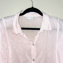 J.Jill  100% Linen Pink & White Striped Button Down Shirt Photo 1