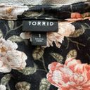 Torrid  Black Floral Texture Woven Peasant Blouse Peasant Sleeves Plus Sz 1 Photo 4