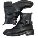 All Saints Size 36 5 Combat Boots Black Leather Criss Cross Buckle Strap READ Photo 0