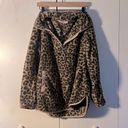 Pink Lily Leopard Print Sherpa Quarter Zip Pullover Photo 0