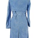 Juicy Couture Y2K  Trench Coat Baby Blue Sky Blue Long Zip Up Denim-ish Pattern L Photo 2