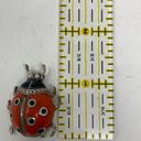 Vintage Ladybug Brooch Enamel Over Sterling Silver Rhinestone Detail Pin Photo 6