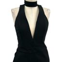 Michelle Mason  Choker Plunge Jumpsuit Sleeveless Black Size 4 Photo 2