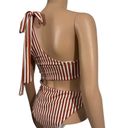 One Piece One Shoulder High Waist Striped  Bathing Suit Photo 4