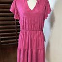 London Times  Womens Tiered A Line Dress Pink Stretch V Neck Cap Sleeve M New Photo 0