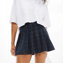 American Eagle New  Plaid Pleated Skirt Navy Blue Size 14 Photo 5