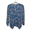 Style & Co  Womens Blue Long Sleeve Paisley Print Peasant Oversized Blouse Small Photo 2