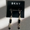 DKNY  Gold-Tone Pave Circle & Jet Resin Linear Drop Earrings Black/Gold New w/Tag Photo 0