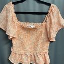 ASTR  Cropped Ruffle Blouse Top Women Small Orange Short Flared Sleeve Preppy B61 Photo 3