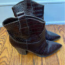 Gibson Latimer Booties 7M Gia Ankle Cow Leather Brown Snakeskin Print Women Photo 2