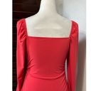 Abound  Womens Casual Top Red 3/4 Sleeve Stretch Ruched Square Neck M New Photo 5