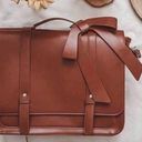 Brown tan leather briefcase messenger bag Photo 0