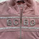 BCBGMAXAZRIA  Blush Pink Rhinestone Studded Collared Zip up Size Medium Photo 2