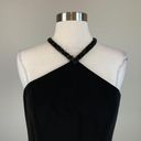 Carmen Marc Valvo  Women's Cocktail Dress Size 6 Black Crepe Beaded Halter Sheath Photo 5