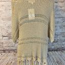 ee:some  Womens Open Knit Top Fringe Acrylic Blend Short Sleeve Tan Taupe Medium Photo 4