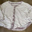 Umgee cardigan sweater maroon striped balloon sleeves short length Women’s sz L Photo 9