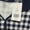 kim rogers  women's collared plaid checked navy shirt. Size medium Photo 3