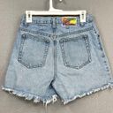 Vintage California Tag Jean Shorts Juniors 11/12 Light Wash Raw Hem High Rise Photo 10