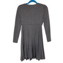 Oleg Cassini  Gray V Neck Pleated Rayon Blend Knit Dress Photo 4