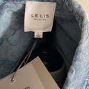 Le lis NWT Les Lis Collection Embossed Paisley Denim Trucker Jacket | Blue | Large Photo 9