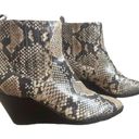 Treasure & Bond  Wedges Boots Faux-Snakeskin Print Ankle Booties Black Tan 7 Photo 1