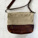 L.L.Bean  Khaki Waxed Canvas Brown Leather Trim Bottom Adjustable Crossbody Bag Photo 9