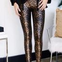 Spanx  Faux Leather Leopard Shine Legging Pants Shapewear Animal Print Size 1X Photo 1