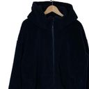 Fabletics Lotta Teddy Sherpa Fleece Hooded Jacket Full Zip Navy Blue, size Large Photo 1