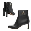 Jimmy Choo  85mm JC Logo Black Calf Leather Ankle Boots Size 37 Photo 1