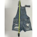 American Eagle  Bib Overall Shorts Sz S Distressed Blue Denim Shortalls 4”’inseam Photo 12