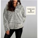 Thread and Supply  Large Sherpa Pullover Sweater Top Gray Zip Fleece Lazy Sunday Photo 1