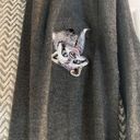 89th and Madison  Gray Cardigan Sweater with Pockets and Sheer Back w/Racoon Accent Photo 1