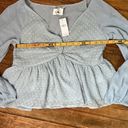 American Eagle Women’s  long sleeve v neck short top v neck blue size medium NWT Photo 2