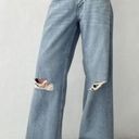 NWT  Motelrocks Ripped Roomy Extra Wide Low Rise Jean Vintage Blue 24 Photo 0