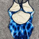 Nike  Hydrastrong Cut-Out Poly RacerBack Strappy One Piece Swimsuit Blue Print 8 Photo 2