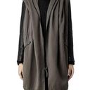 All Saints Bryce Parka in Olive Taupe with Black Leather Sleeves US Size 6 Photo 0