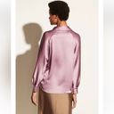 Vince  Silk Shaped Collar Popover Blouse Top Vervain Purple Lilac Size XS NEW Photo 10