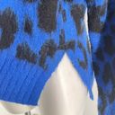 Sweaty Betty  Women’s Jacquard Electric Blue Leopard Print Mohair Sweater Small Photo 13