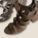 American Eagle  faux leather strappy block heel tan sandals, boho, peep toe, 11M Photo 0