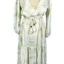 Cynthia Rowley Green Linen Blend Kaftan Midi Dress Cover Up Tropical Beach Small Photo 0