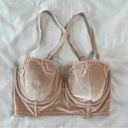 Victoria's Secret  Women's 32DD Pink Crushed Velvet Corset Style Soft Bra Lined Photo 2