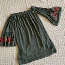 Knox Rose Olive Green Off The Shoulder 3/4 Bell Sleeve Dress S Rose Floral. Photo 1