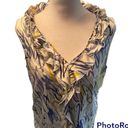 The Limited Sleeveless Ruffled Blouse White with Yellow, Purple & Black Squiggly Photo 1