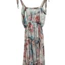 Storia  Watercolor Floral Midi Dress Blue White Pink Size Small Photo 0