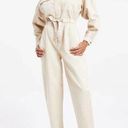 Good American  Cinched Utilitarian Jumpsuit Cream Size Small Long Sleeve NEW Photo 0