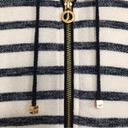 Jones New York  SIGNATURE COTTON BLEND BLUE & WHITE STRIPED ZIP UP HOODIE SWEATER Photo 3